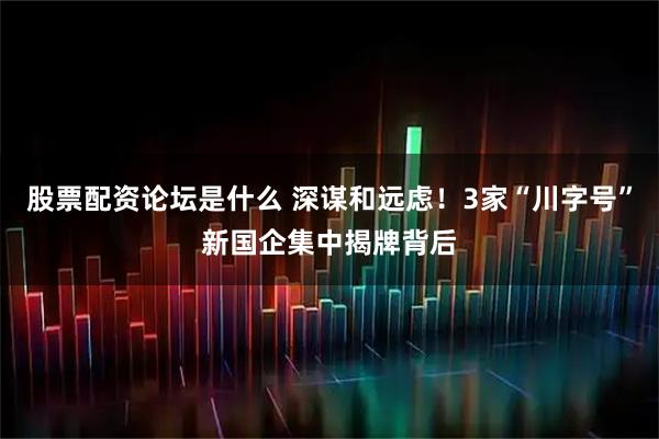 股票配资论坛是什么 深谋和远虑！3家“川字号”新国企集中揭牌背后