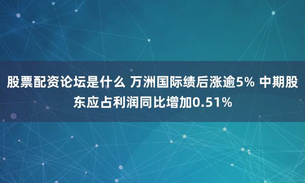 股票配资论坛是什么 万洲国际绩后涨逾5% 中期股东应占利润同比增加0.51%