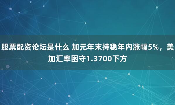 股票配资论坛是什么 加元年末持稳年内涨幅5%，美加汇率困守1.3700下方